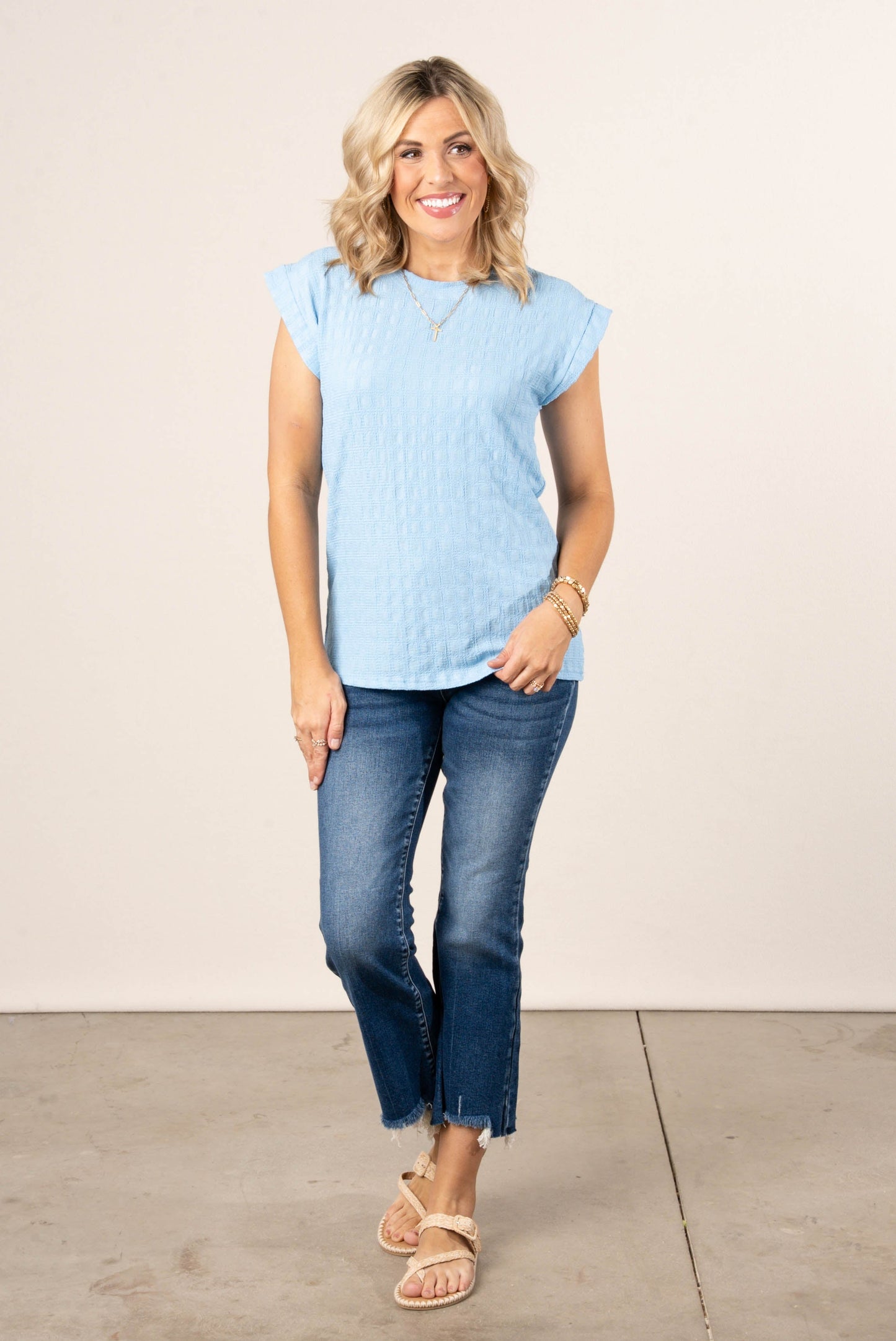 Textured Cap Sleeve Top