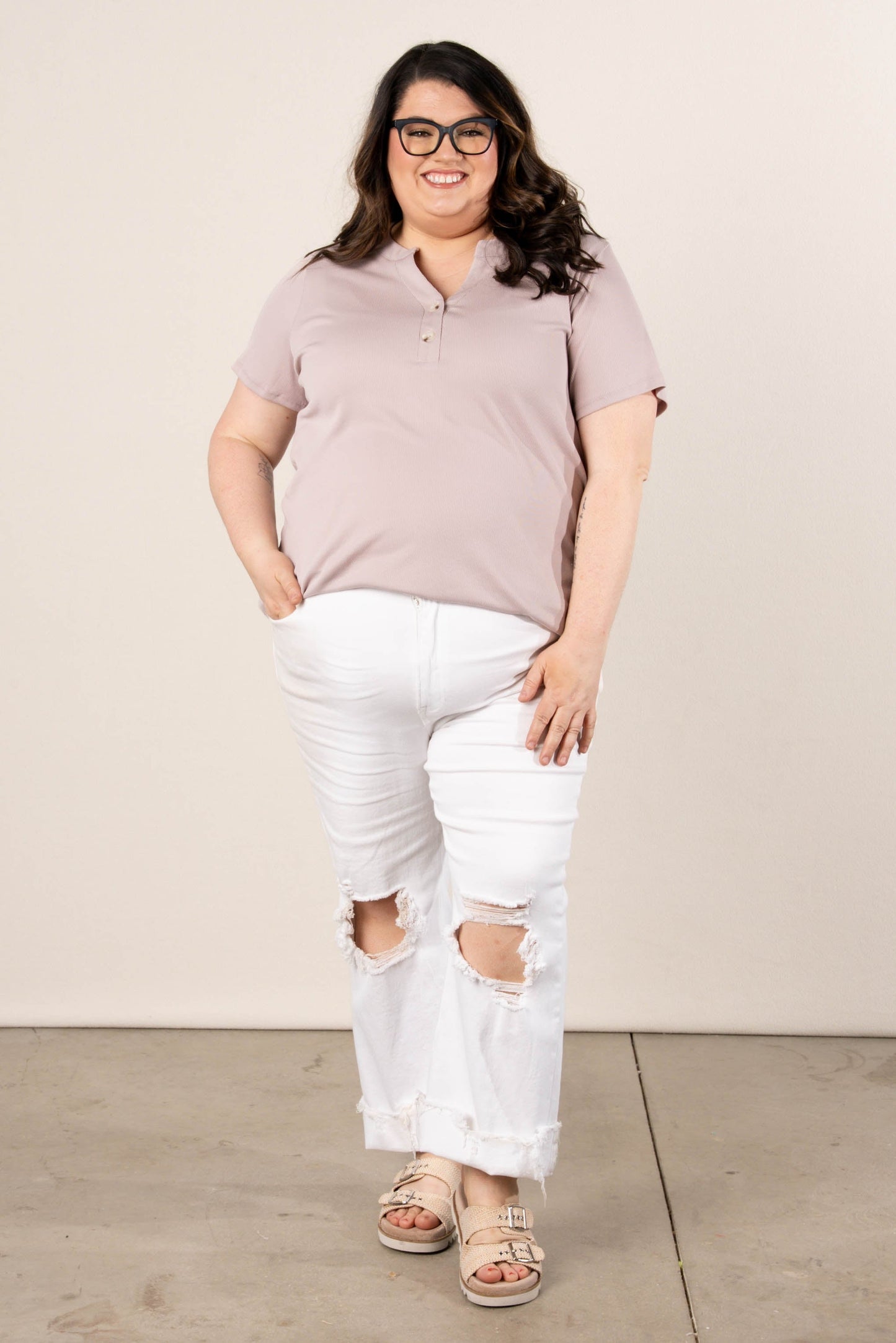 Ribbed Henley Top