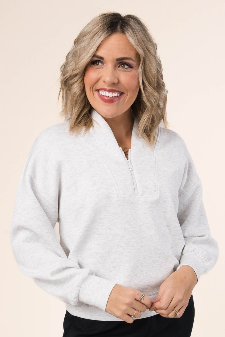 Open Neck Half Zip Scuba Pullover