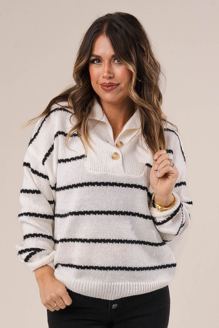 Striped Wide Collar Sweater