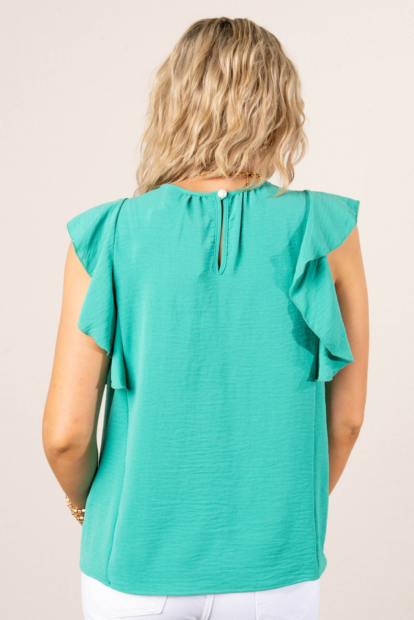 Gathered Neck Ruffle Detail Top