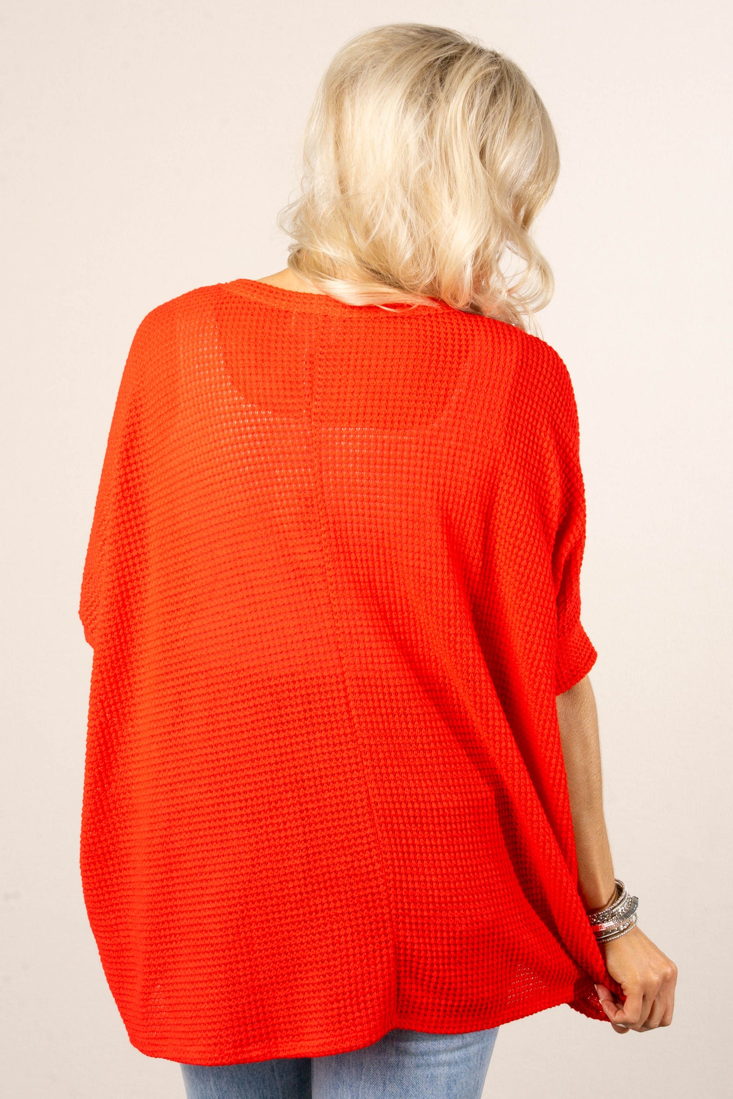 Open Knit Poncho Style Tunic Top