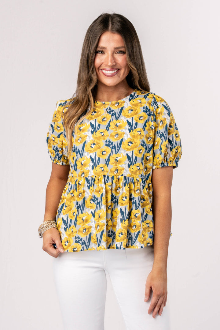 Floral Back Bow Peplum Top