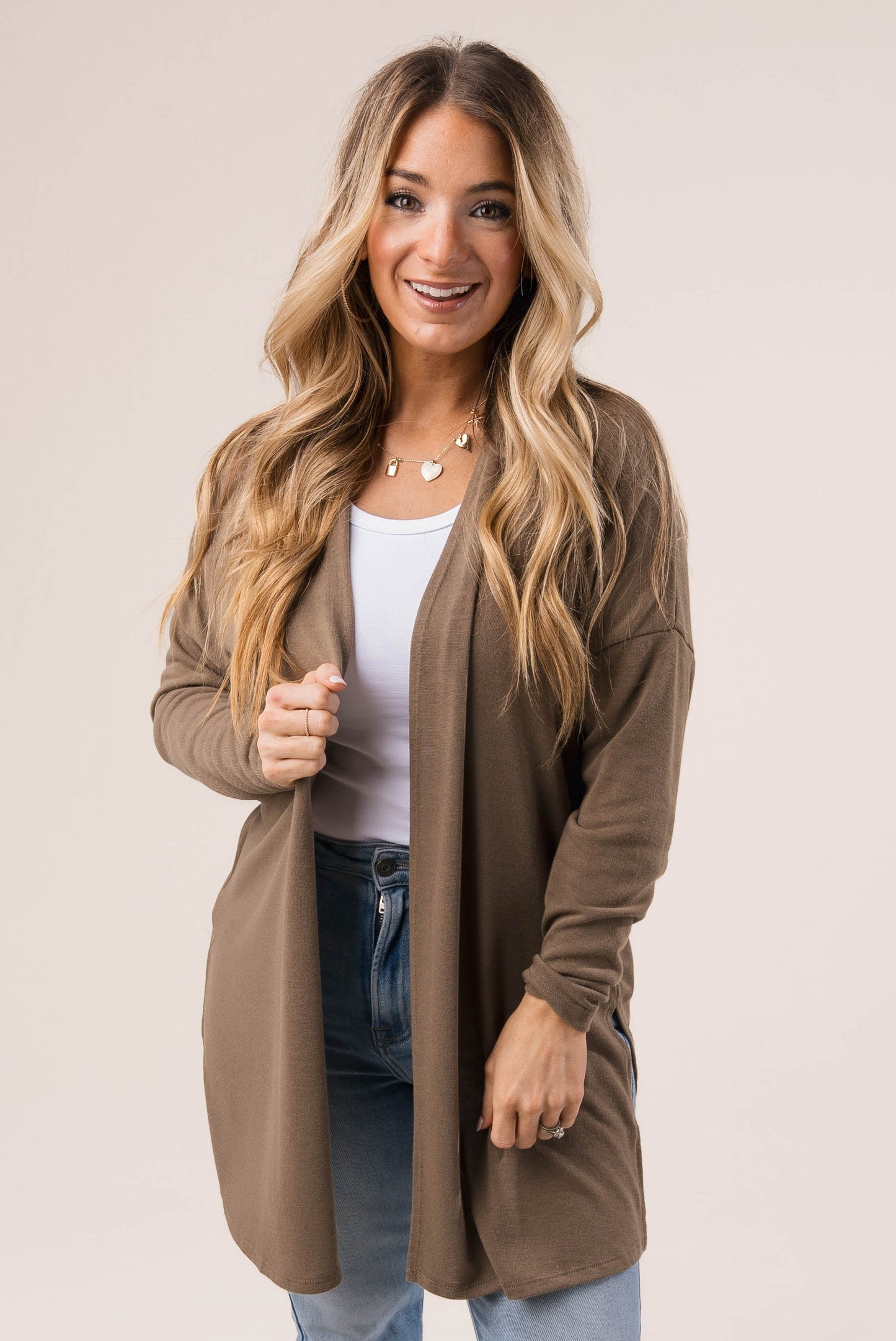 Lightweight Open Front Cardigan