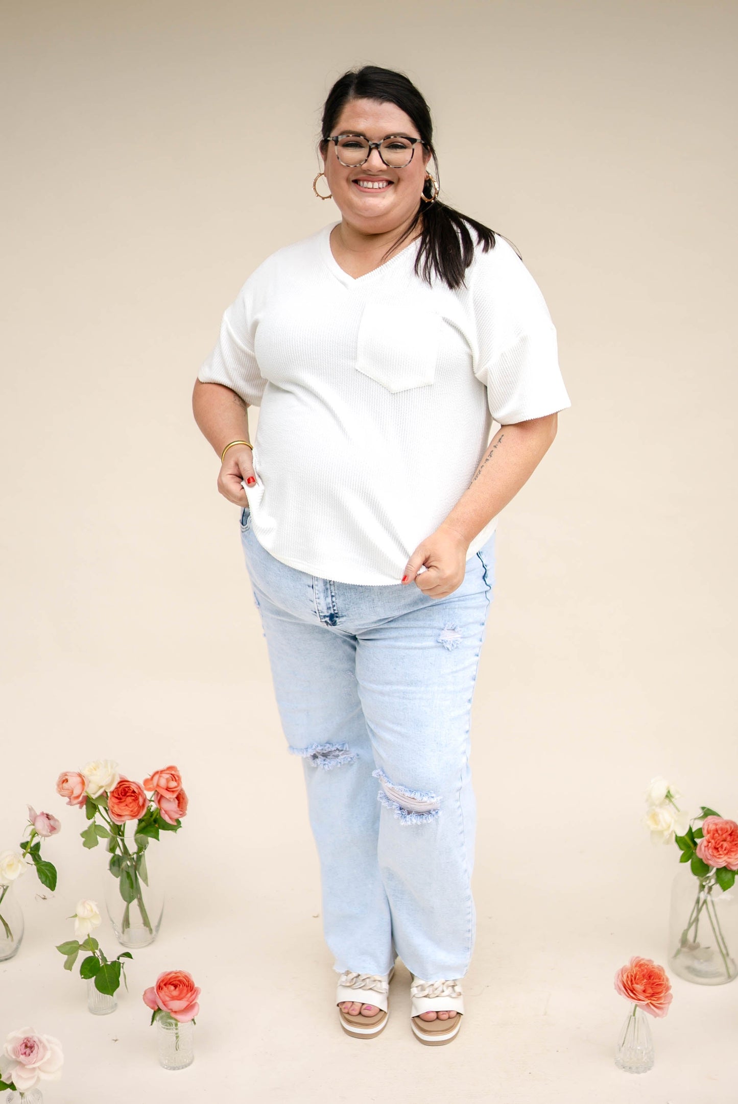 Risen Denim | Isla High Rise Crop Straight Leg Jeans