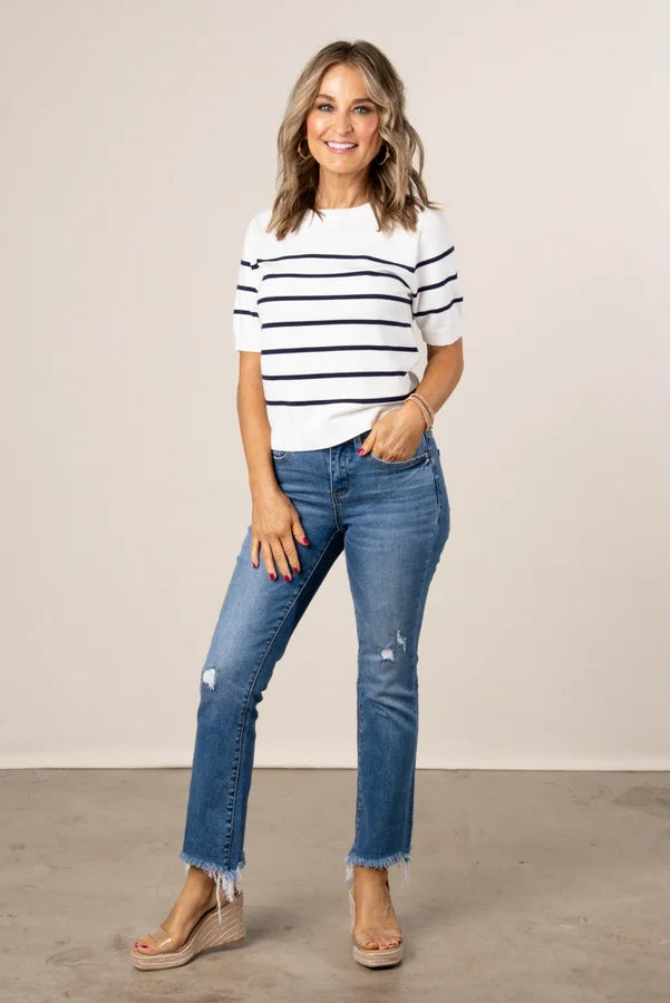 Lightweight Striped Sweater - Ivory