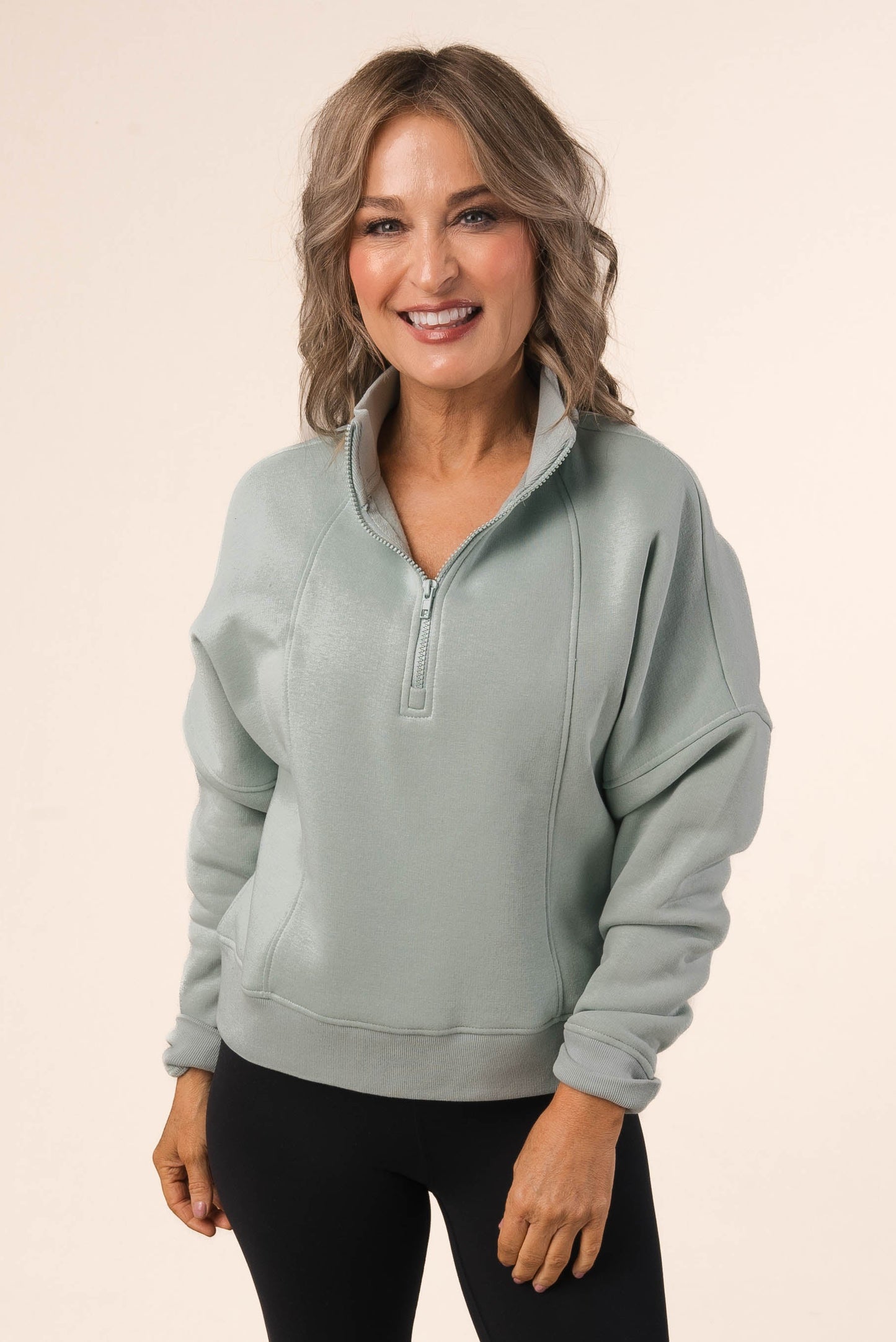 Seamed Half Zip Sweatshirt