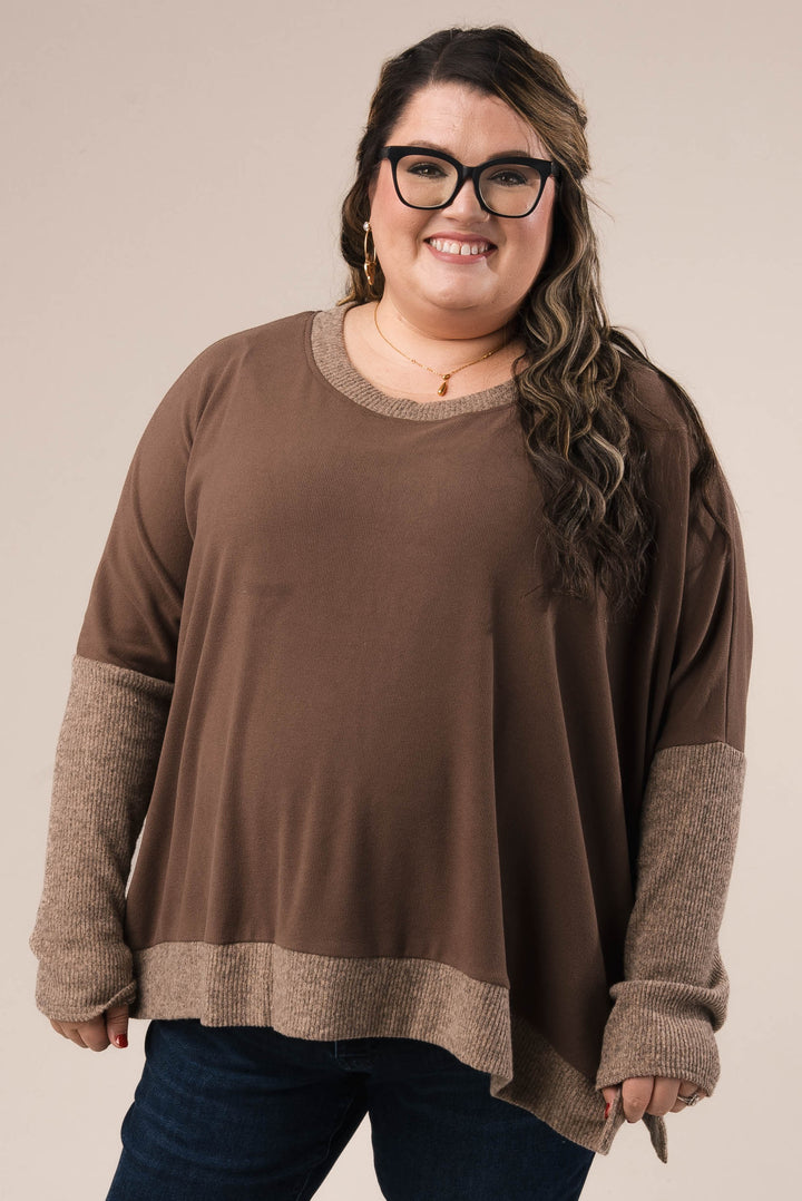 Mixed Knit Thumbhole Cuff Top *Final Sale*