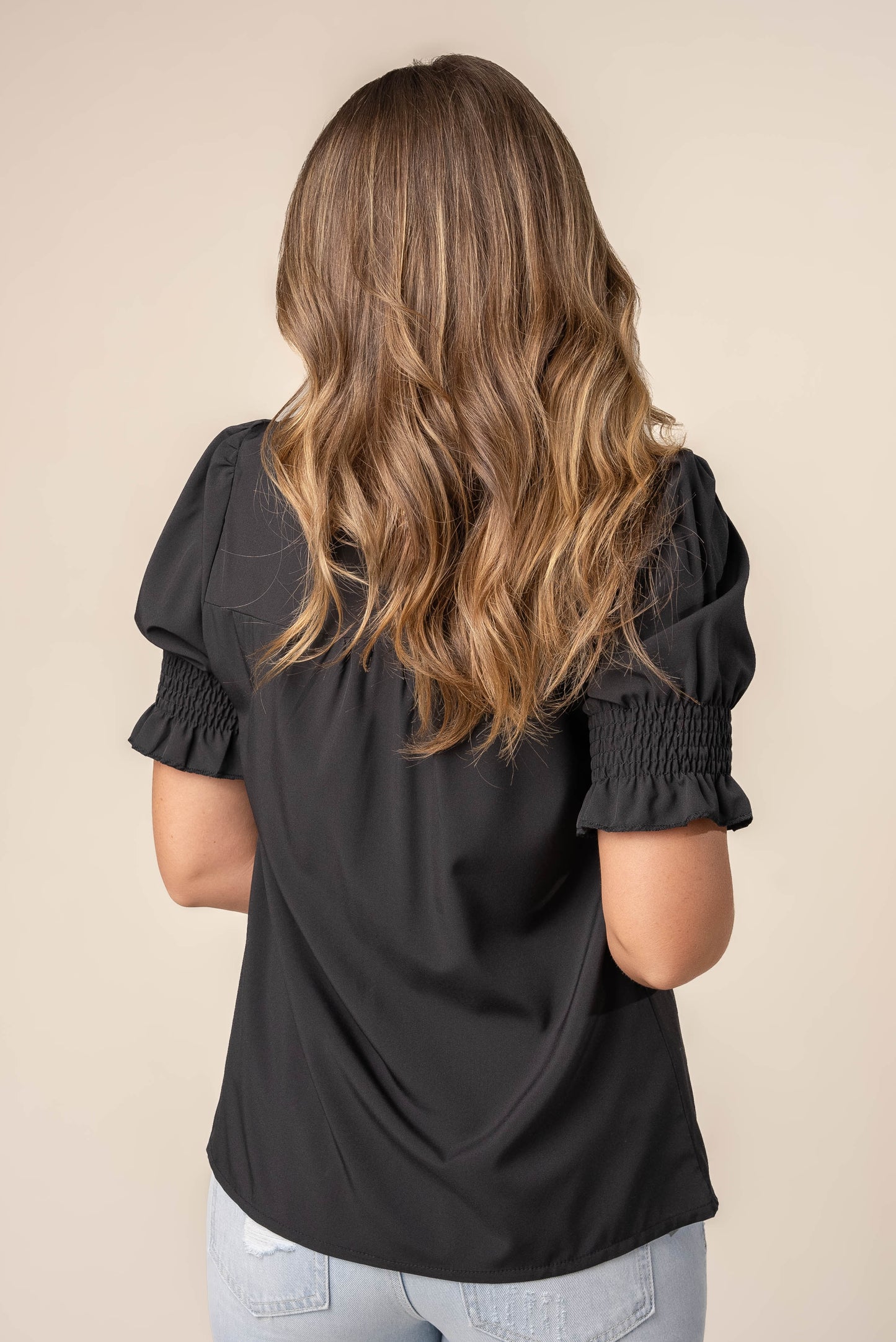 Pleat Front Smocked Sleeve Blouse *Final Sale*
