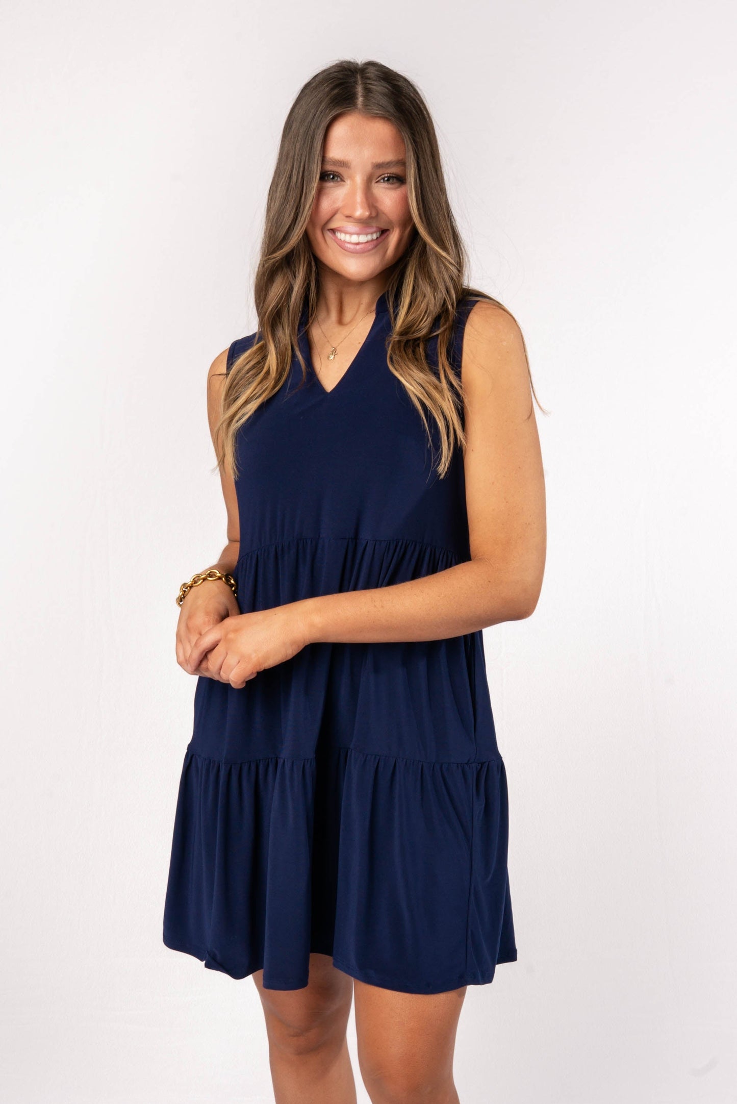 Liz Solid Tiered Dress