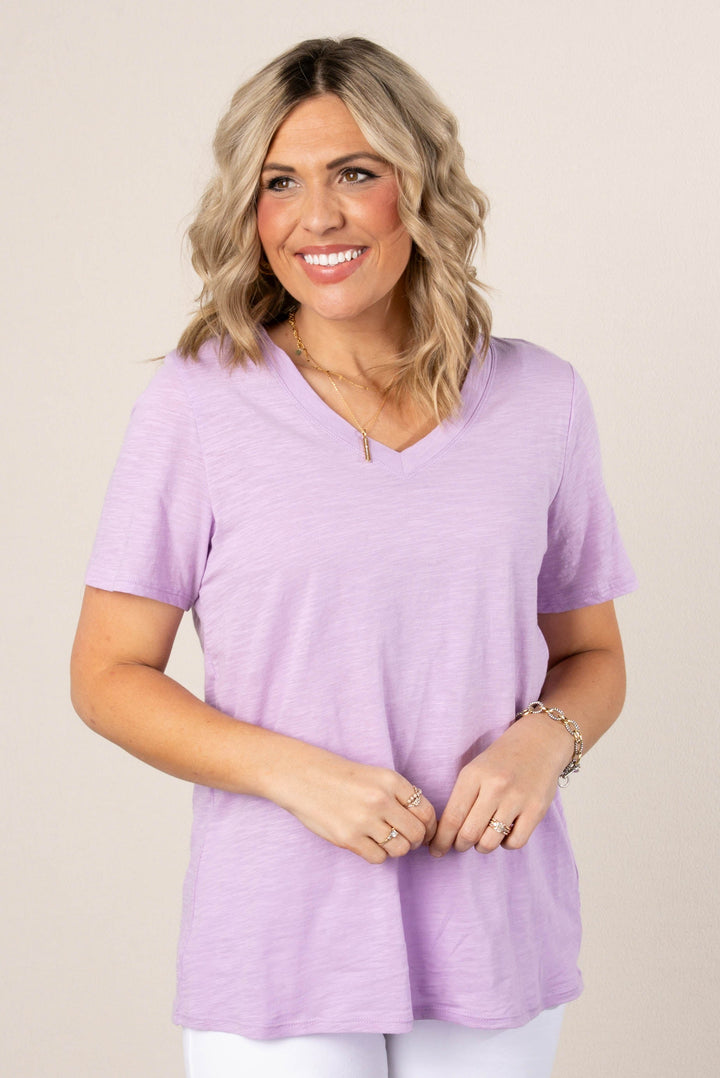 Slub Knit V-Neck Tee