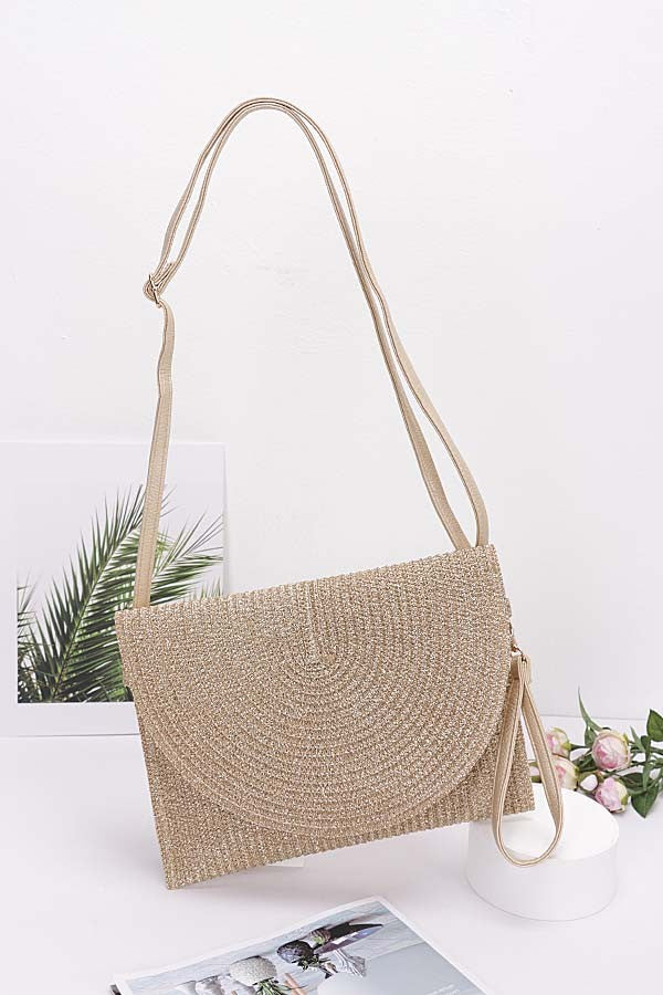 Riviera Metallic Raffia Clutch Bag