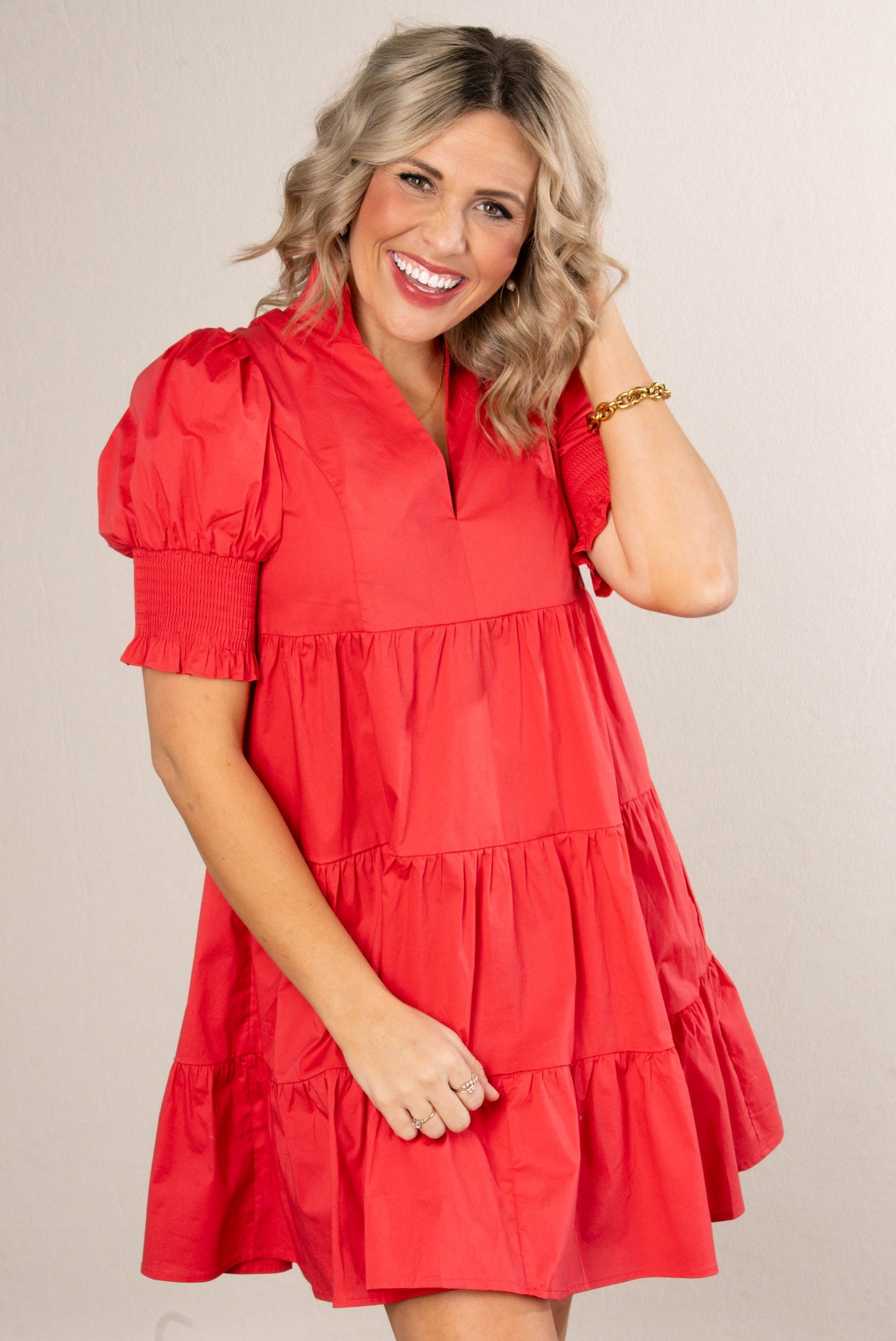 Frill Neck Tiered Dress