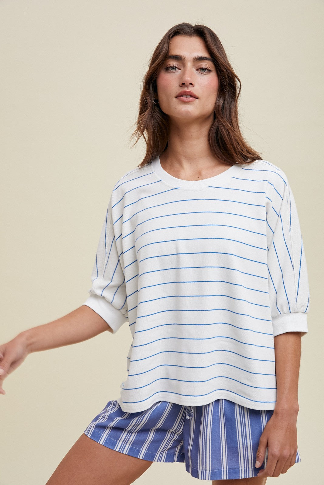 Jersey Knit Striped Dolman Top