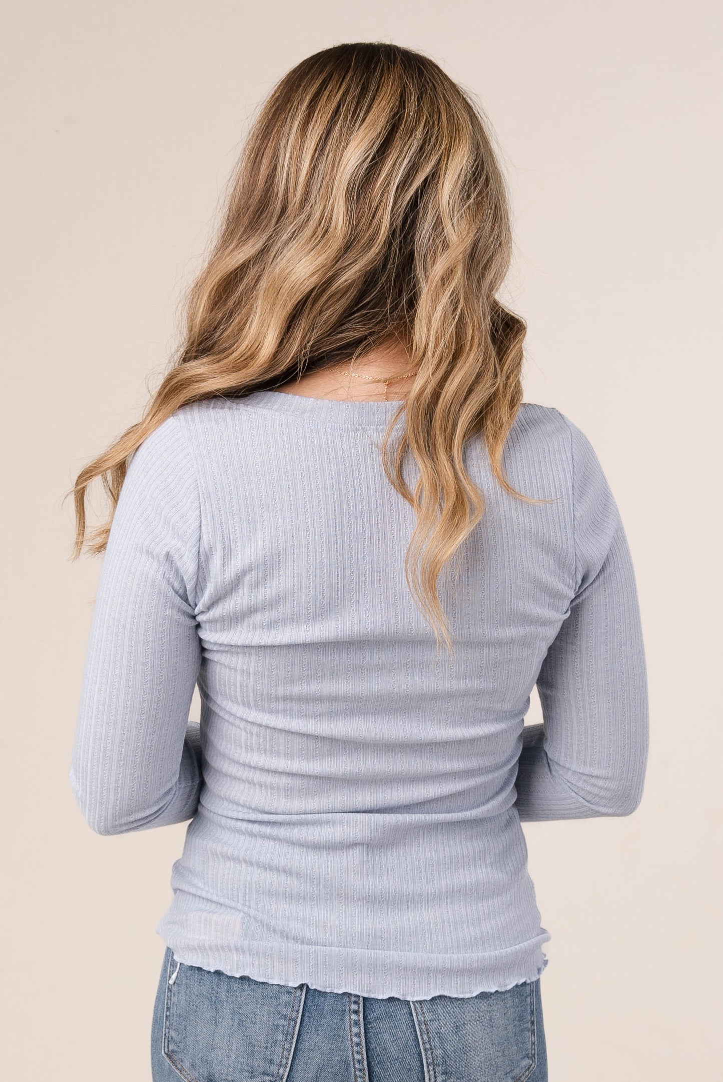 Textured Knit Lettuce Hem Top