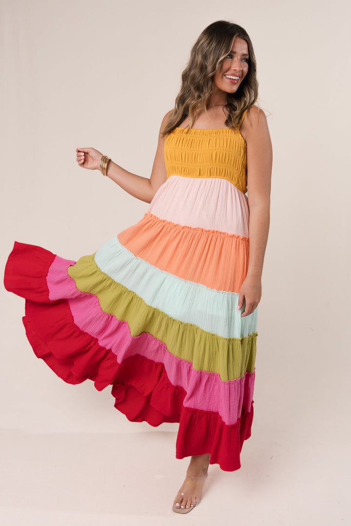 Gauze Knit Rainbow Sundress