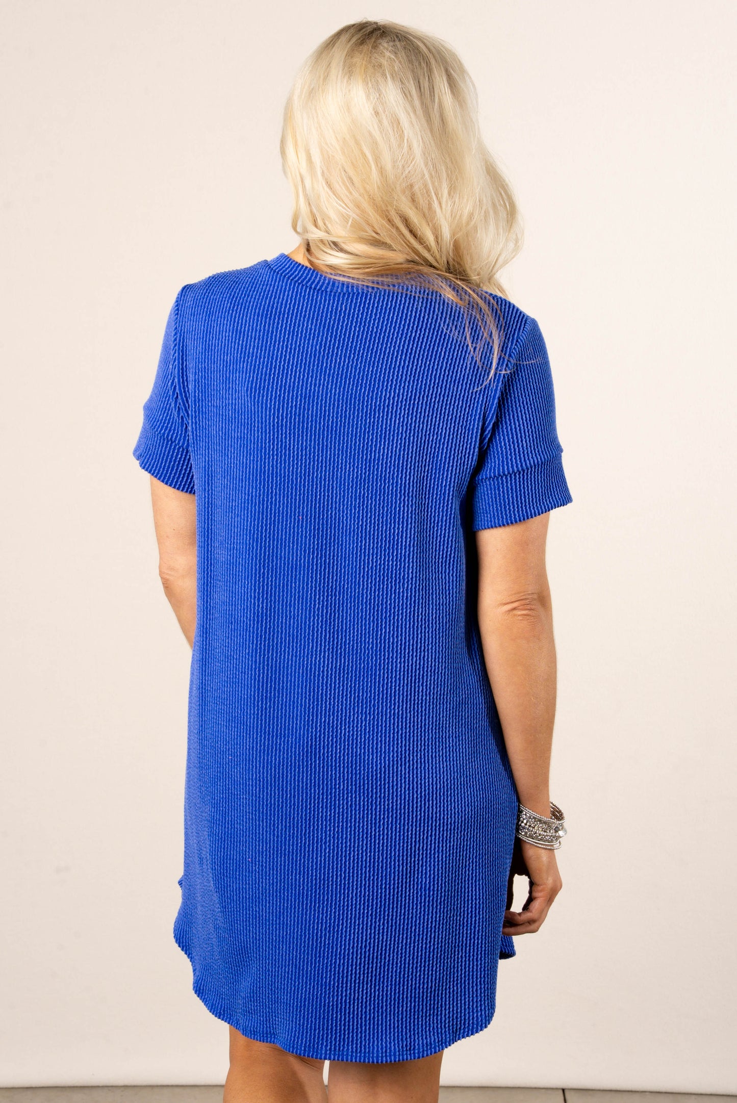 Raised Rib Hi-Lo Shift Dress