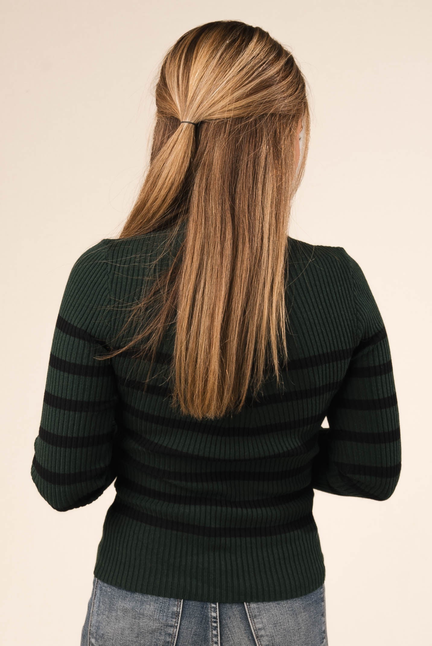 Striped Ribbed Mock Neck Sweater *Final Sale*