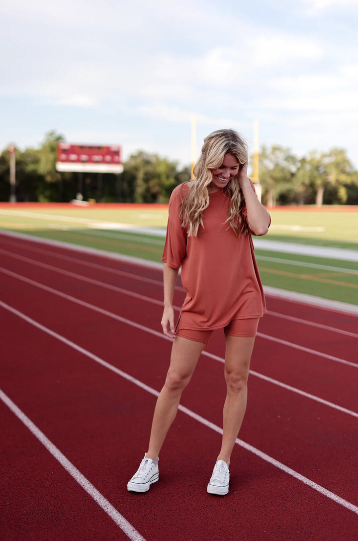 24/7 Oversized Ribbed Top + Shorts Set