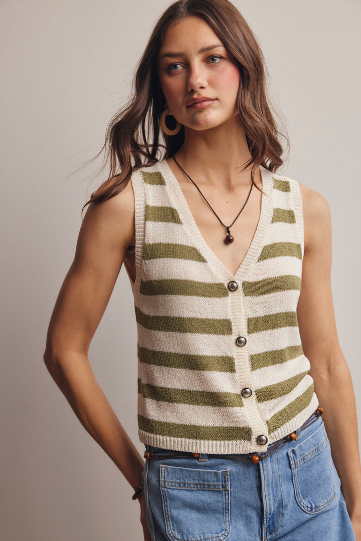 Portside Perfect Striped Button Up Sweater