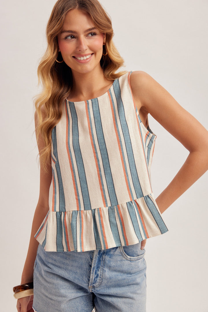 Between Tides Striped Peplum Top