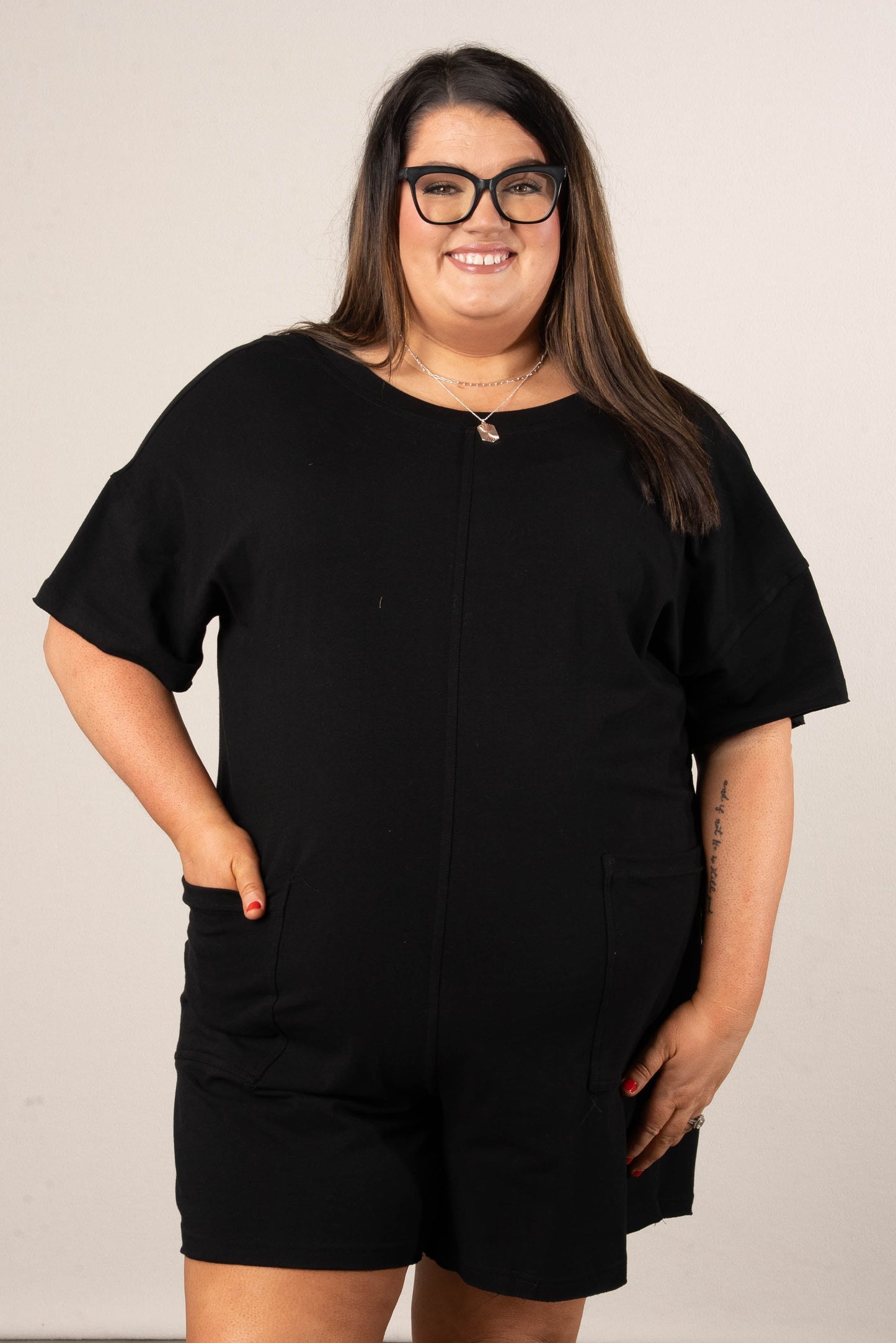 Reversible T-Shirt Romper in Black