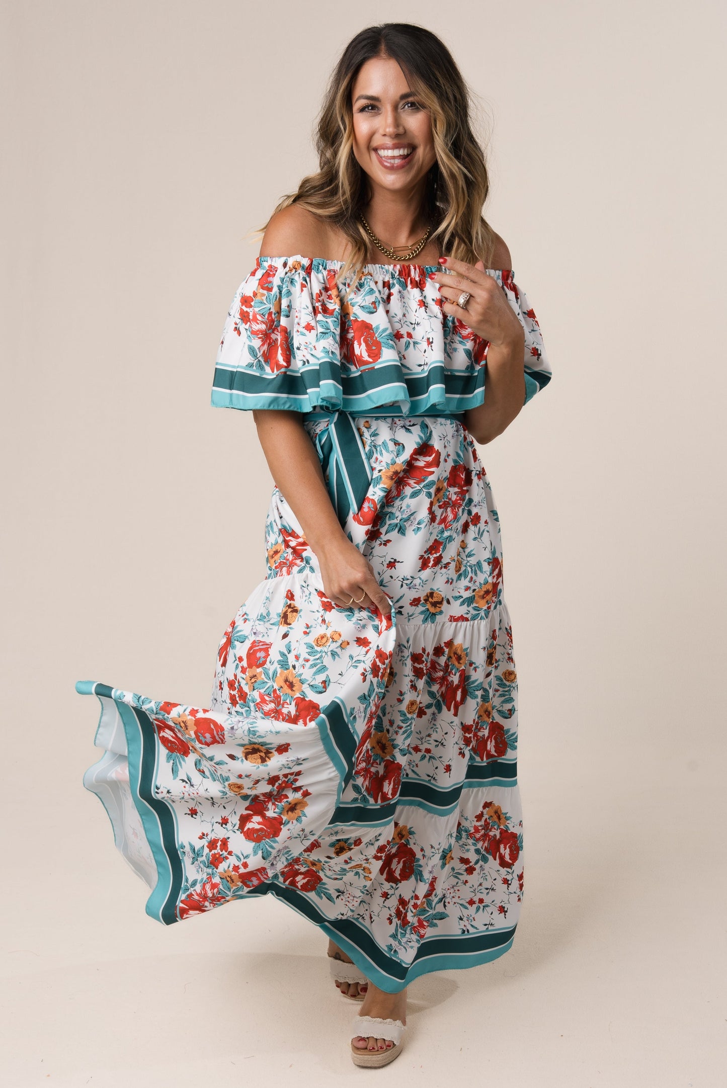 Floral Off Shoulder Maxi Dress