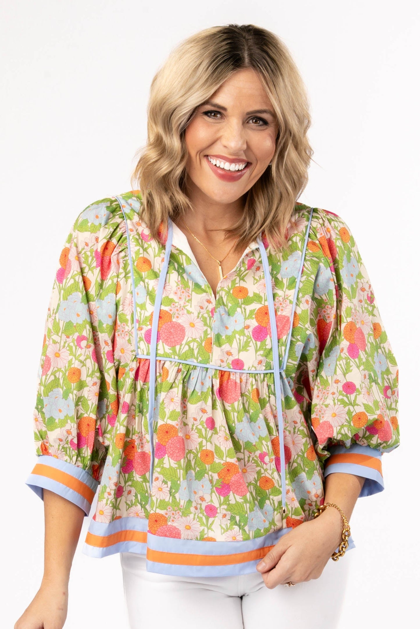 Floral Tie Neck Babydoll Top *Final Sale*