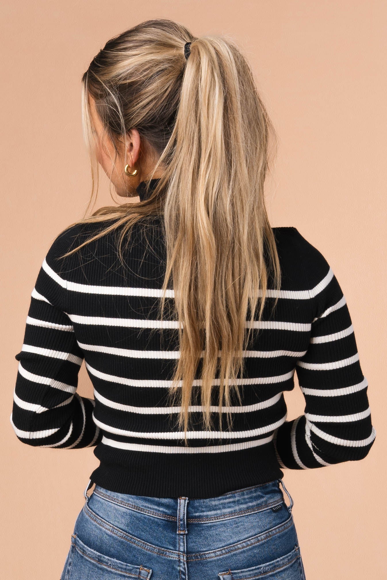 Stripe Mock Neck Crop Sweater *Final Sale*