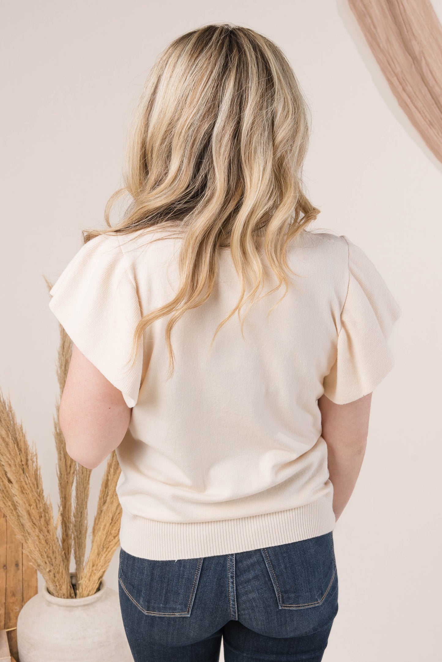 Ruffle Shoulder Sweater