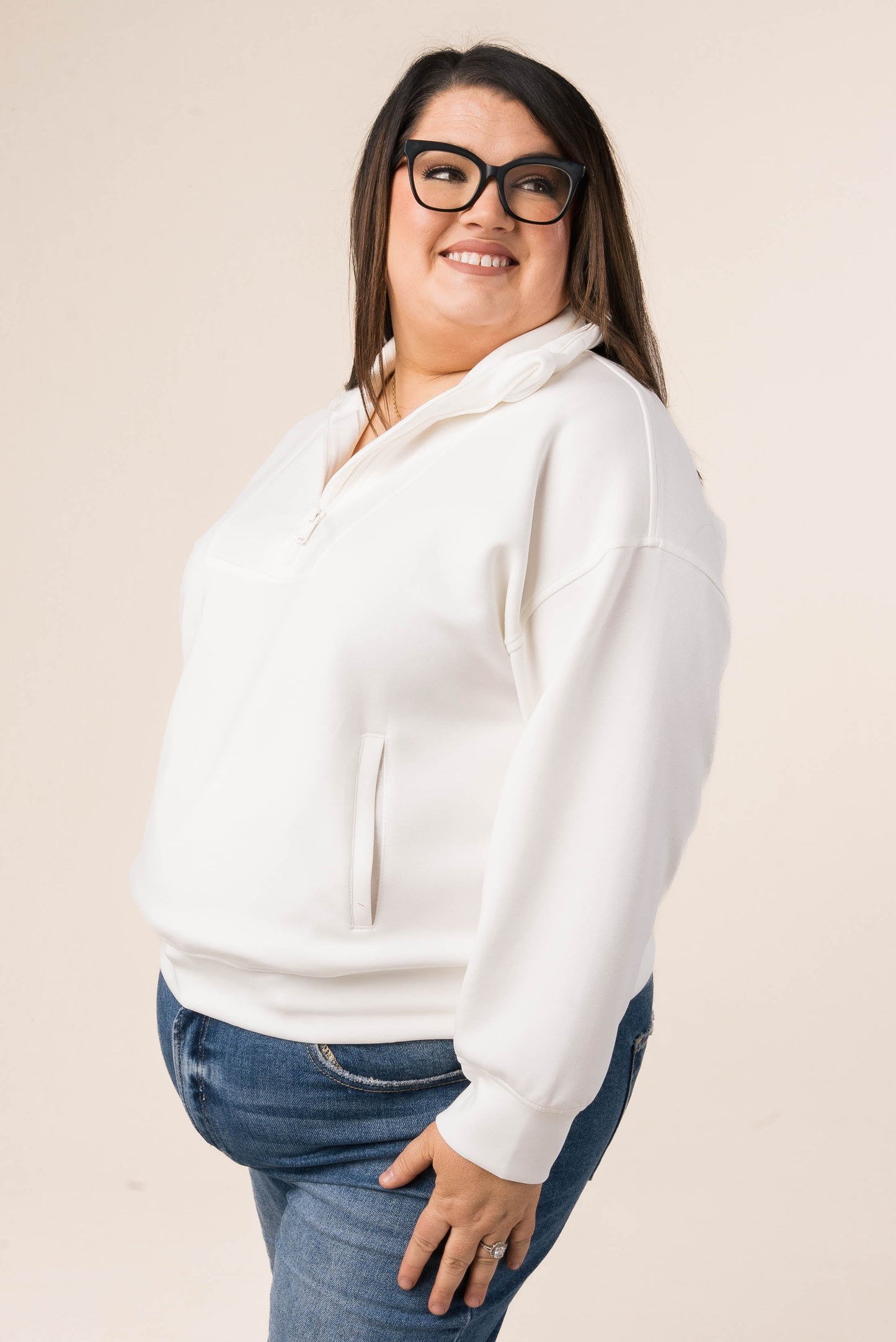 Half Zip Funnel Neck Pullover