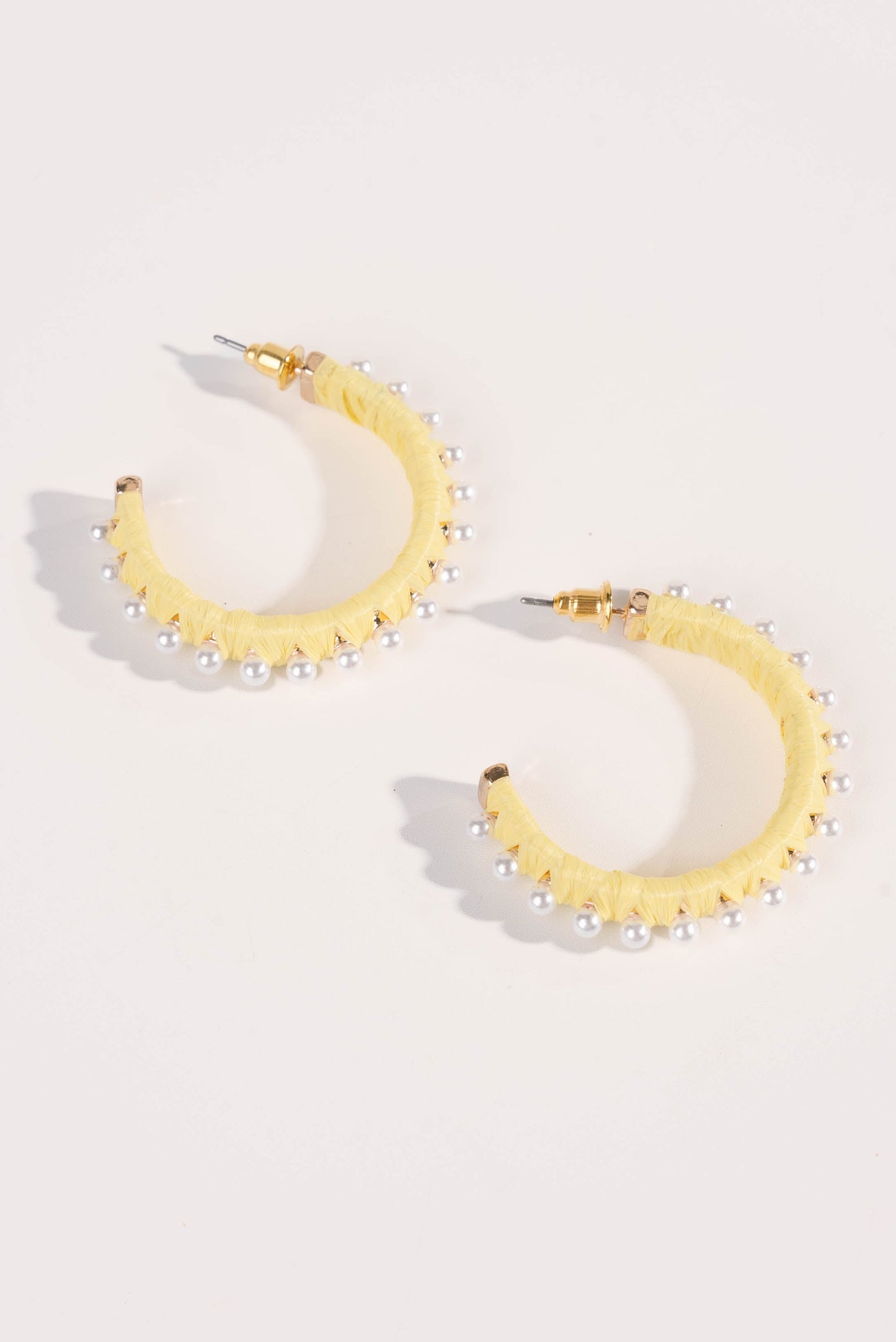 Raffia + Pearl Hoop Earrings