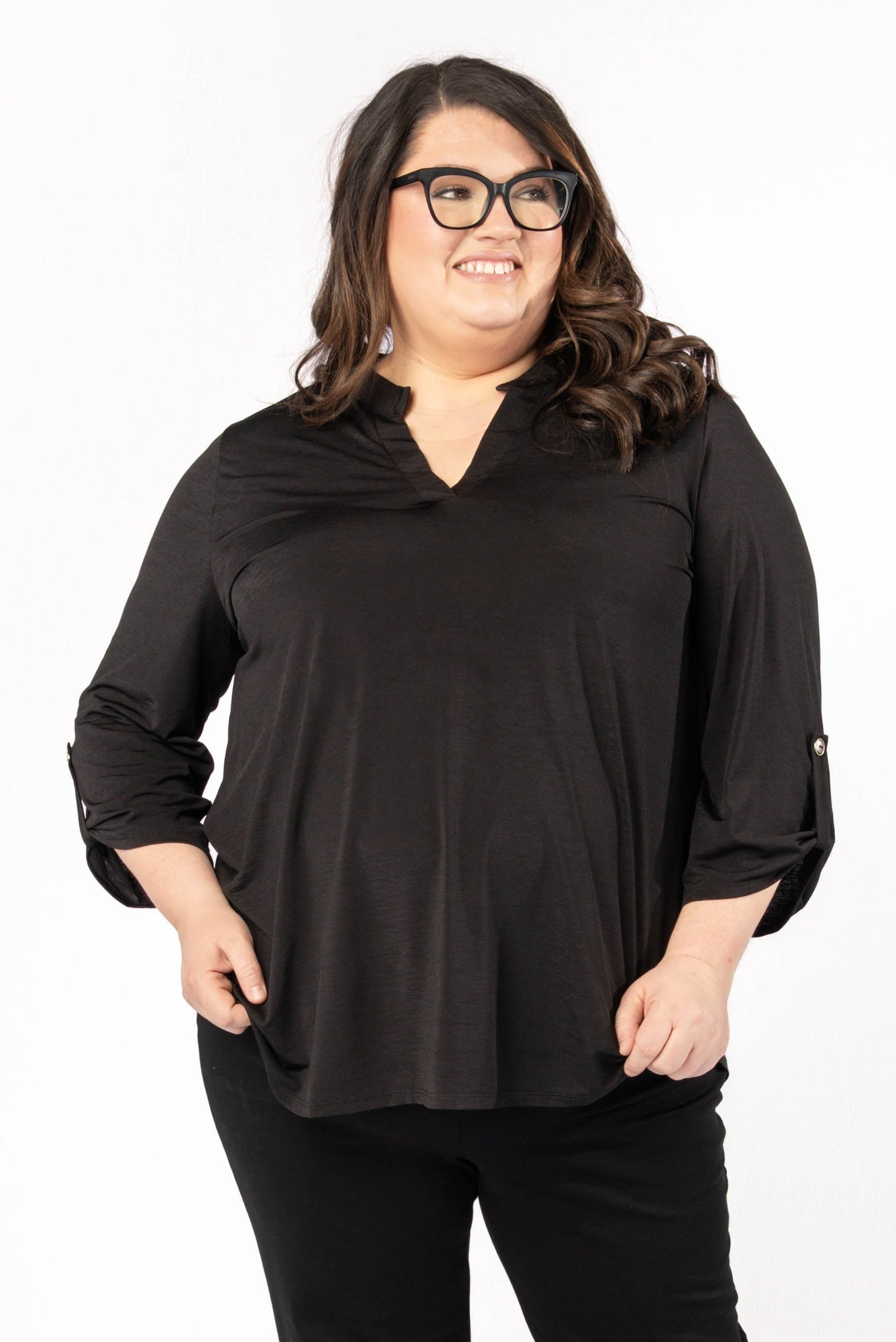 Liz Solid Tab Sleeve Top