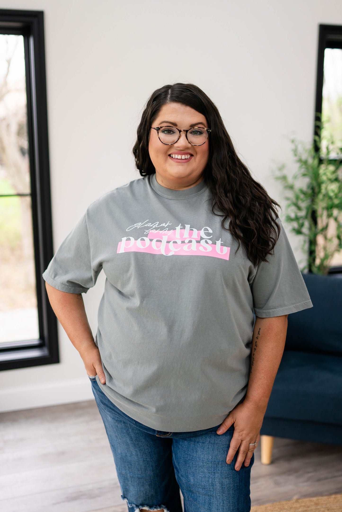 Glamour Farms The Podcast Graphic Tee in Gray *Final Sale*