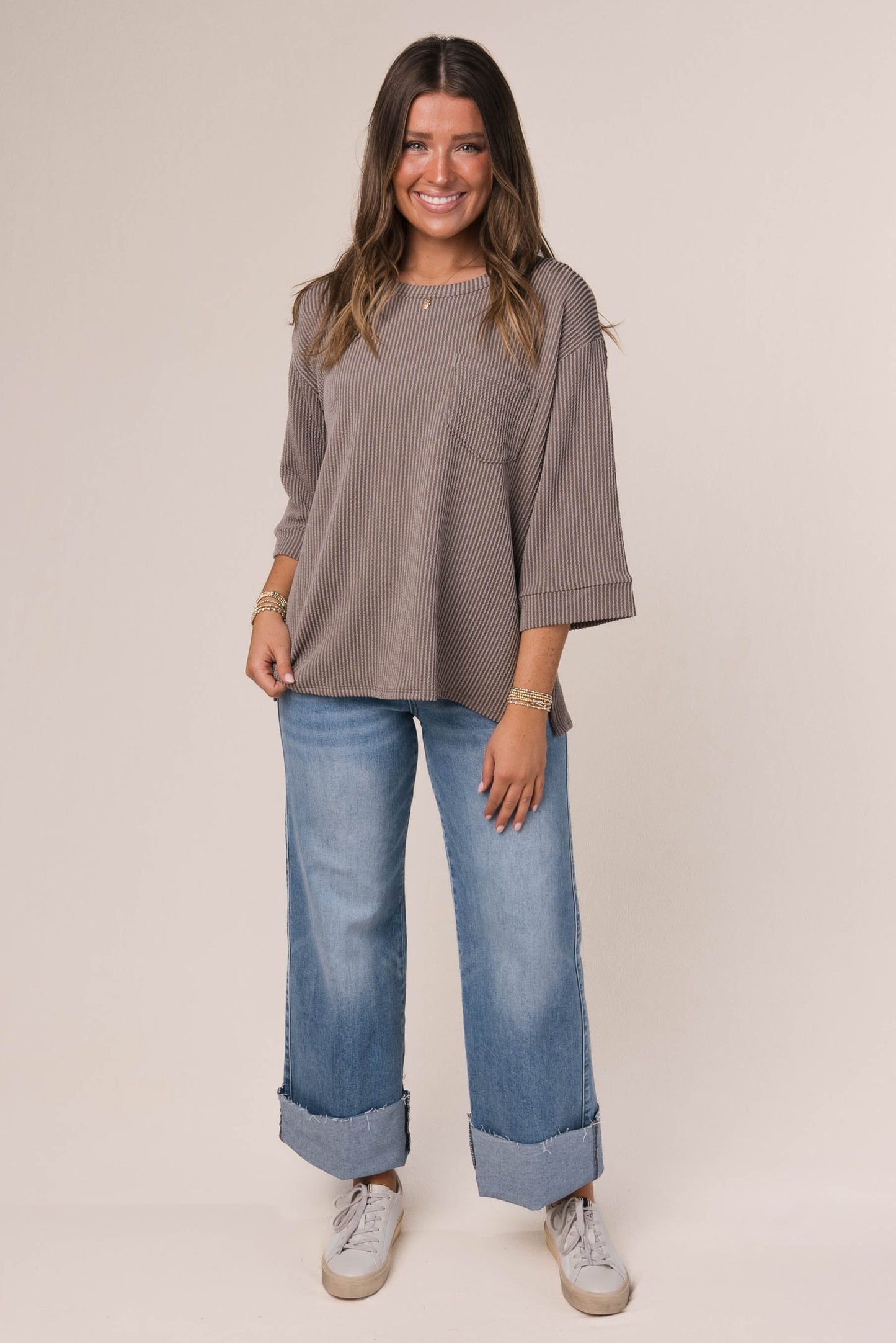 Ribbed Dolman Pocket Top *Final Sale*