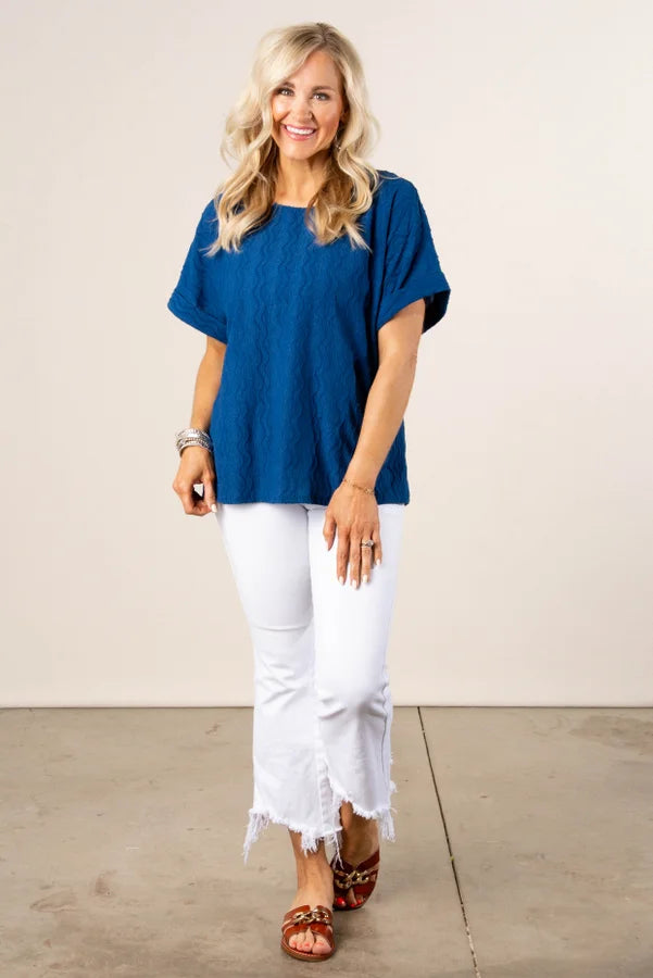 Raised Wavy Knit Dolman Top *Final Sale*