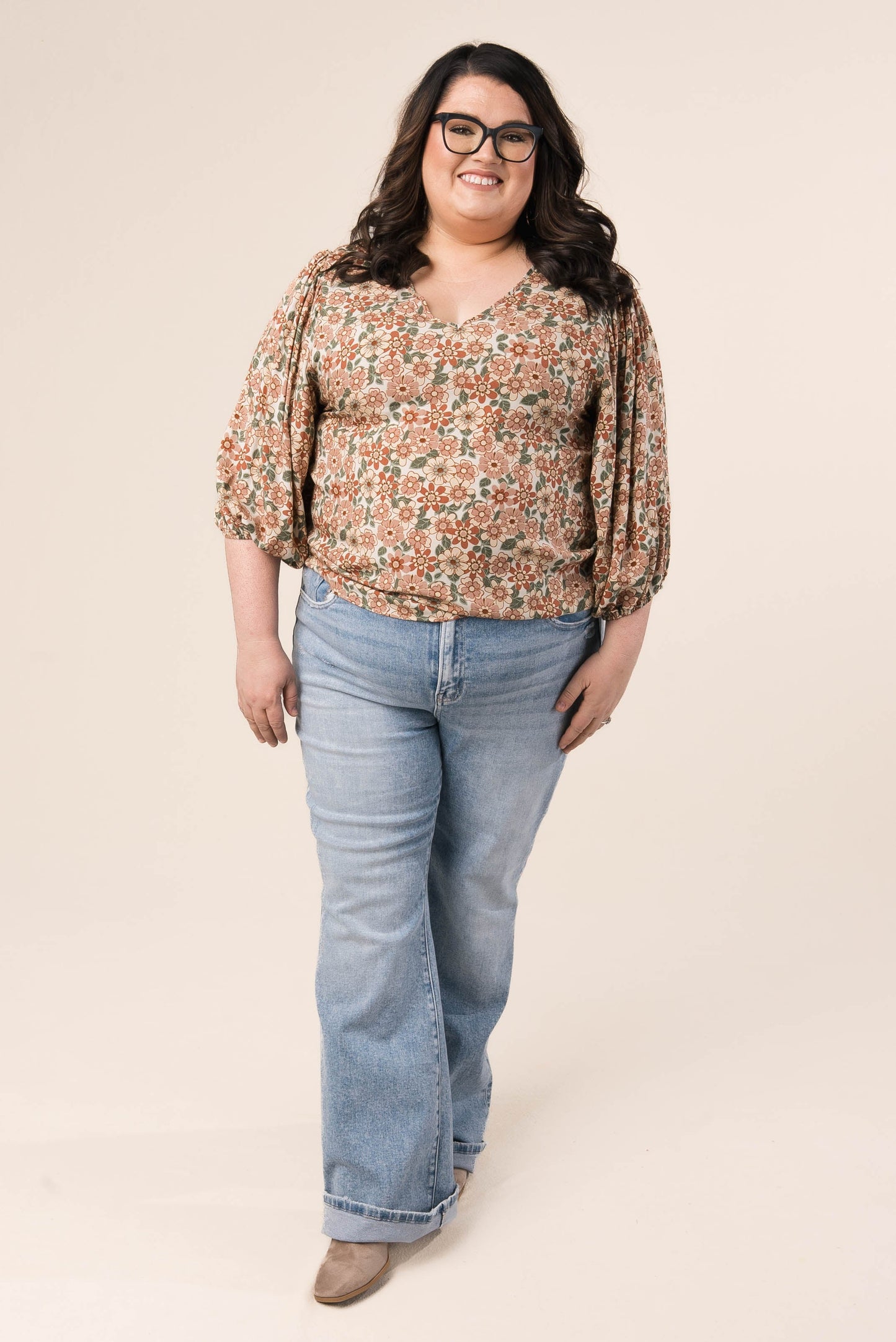 Floral Draped Sleeve Top