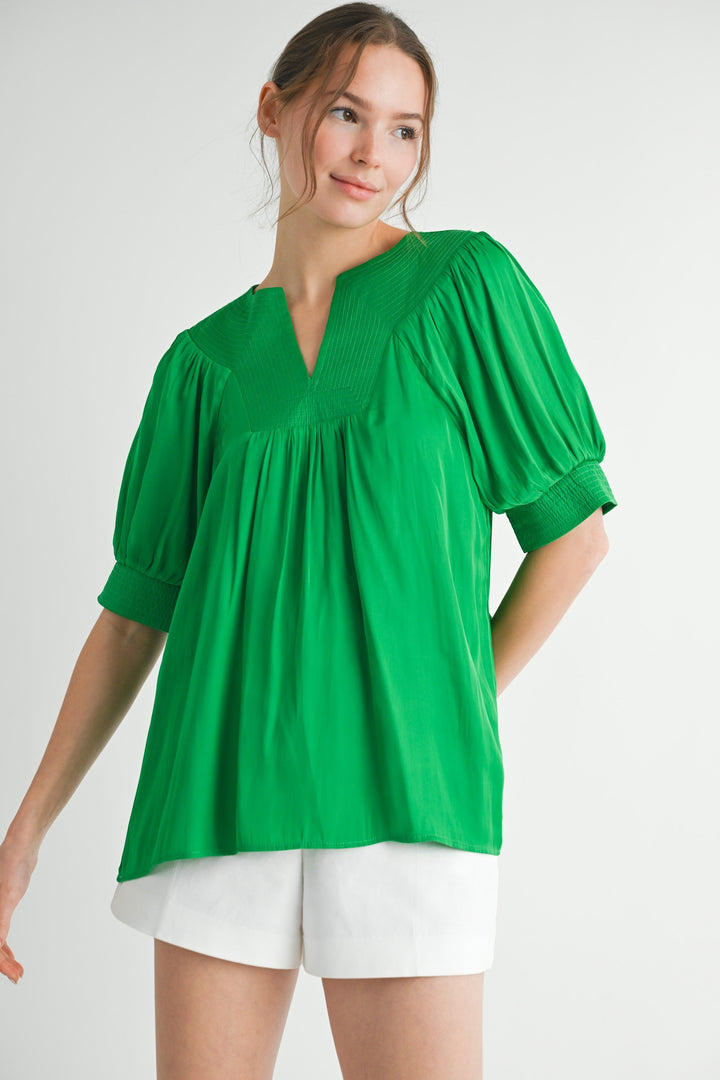 Satin Voluminous Sleeves Top *Final Sale*