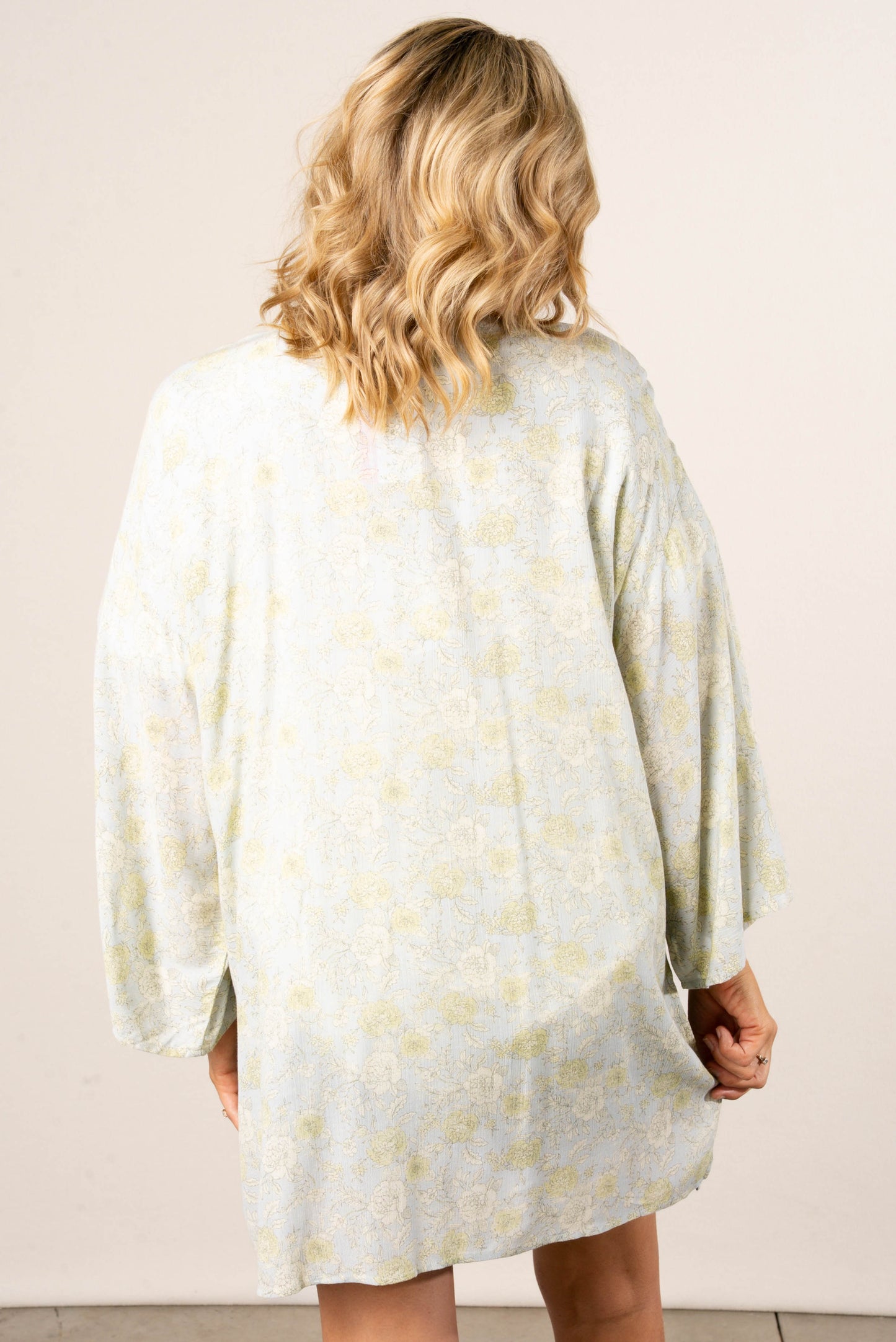 Floral Border Print Kimono