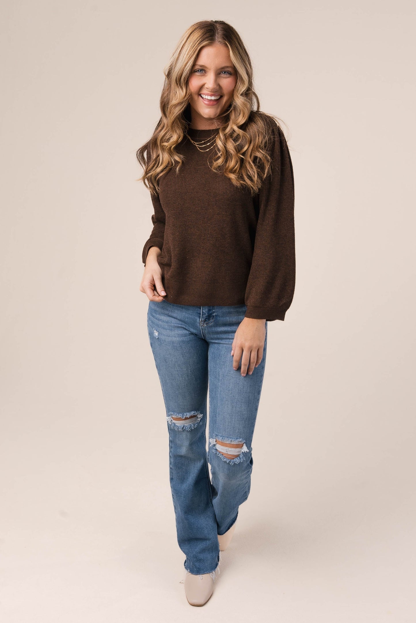 Pleated Shoulder Sweater