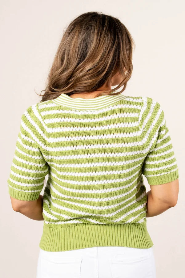 Striped Bow Front Sweater