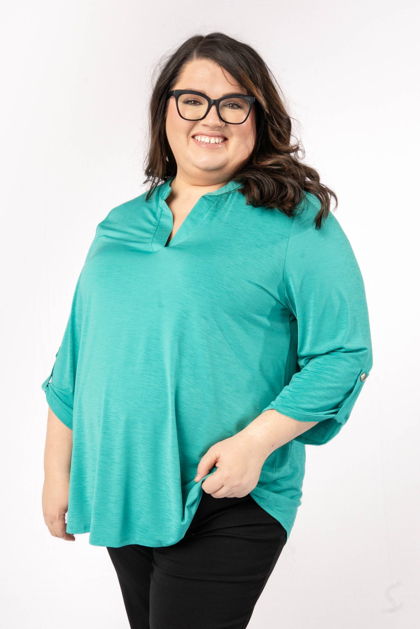 Liz Solid Tab Sleeve Top