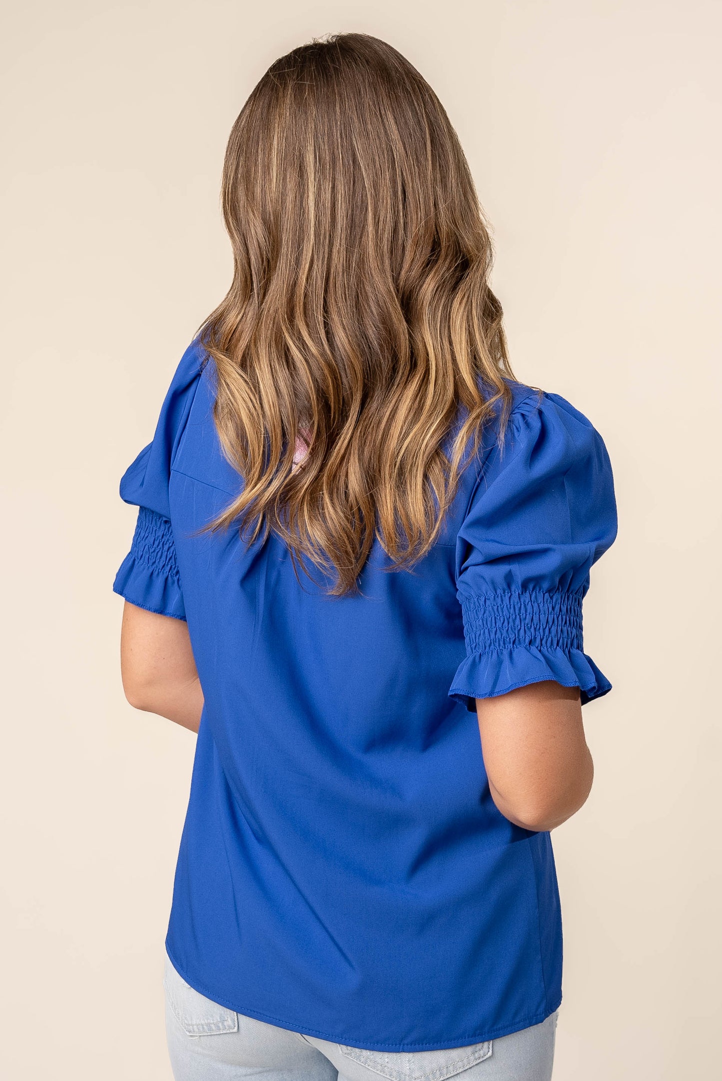 Pleat Front Smocked Sleeve Blouse *Final Sale*