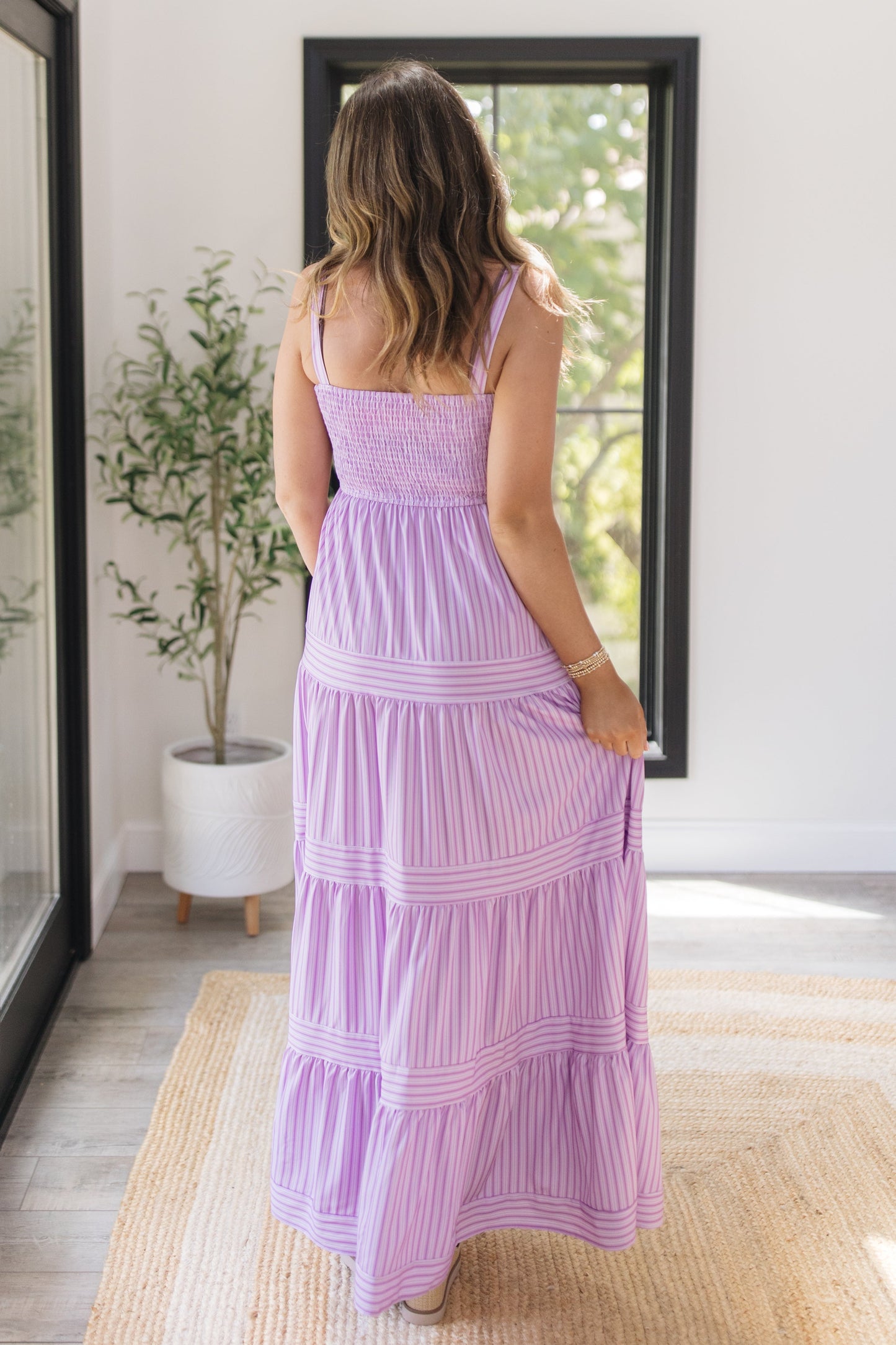 Multi Striped Smocked Maxi Dress