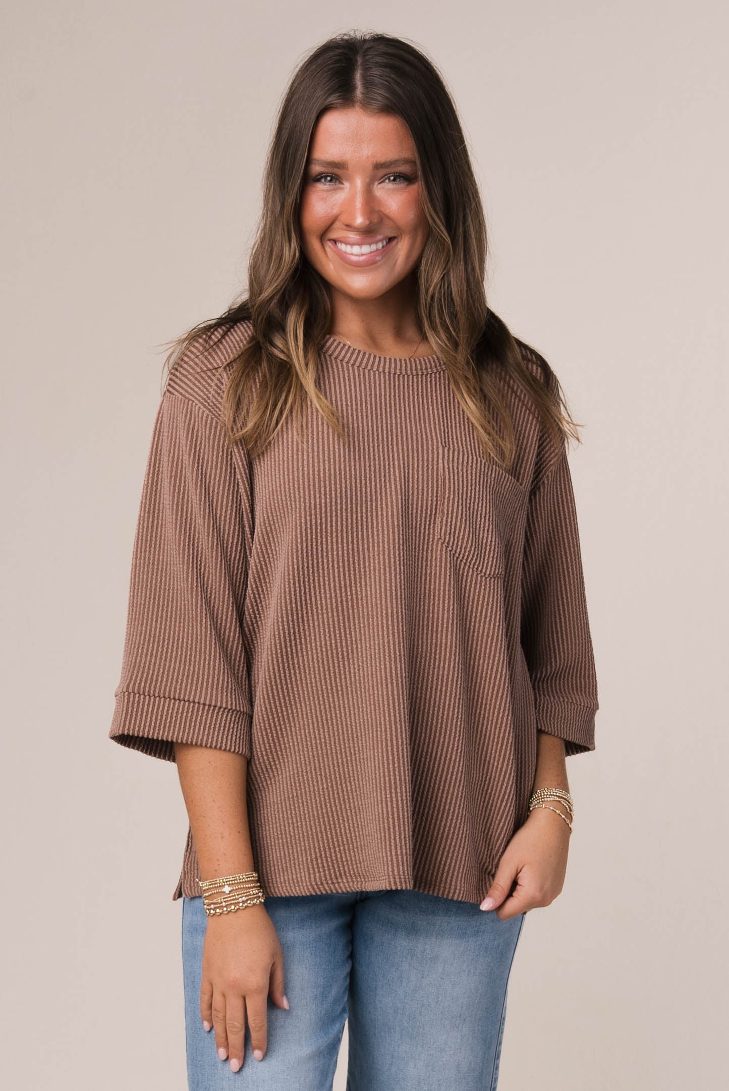 Ribbed Dolman Pocket Top *Final Sale*