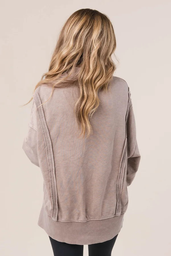 Mineral Washed Half Snap Pullover