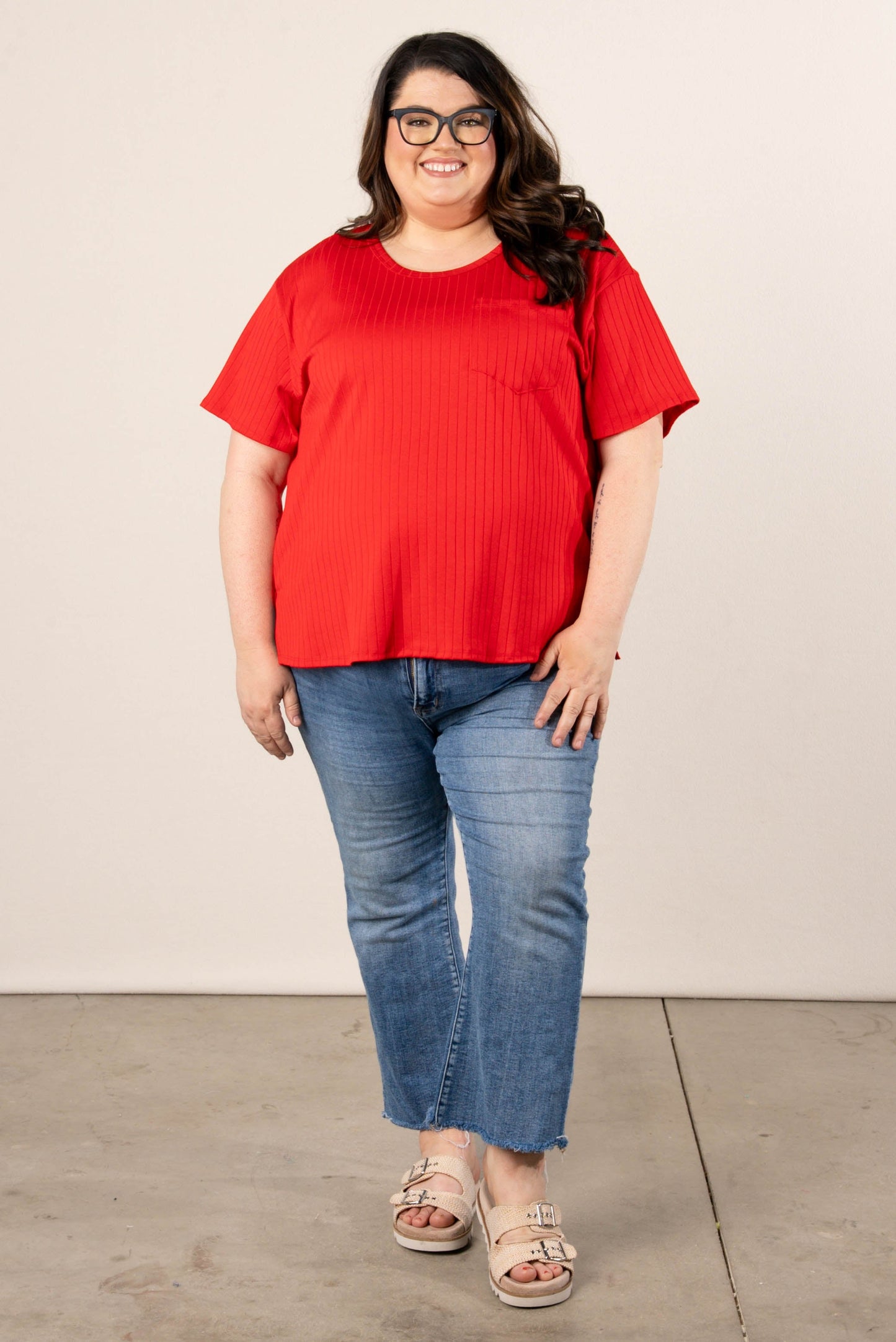 Wide Ribbed Pocket Top