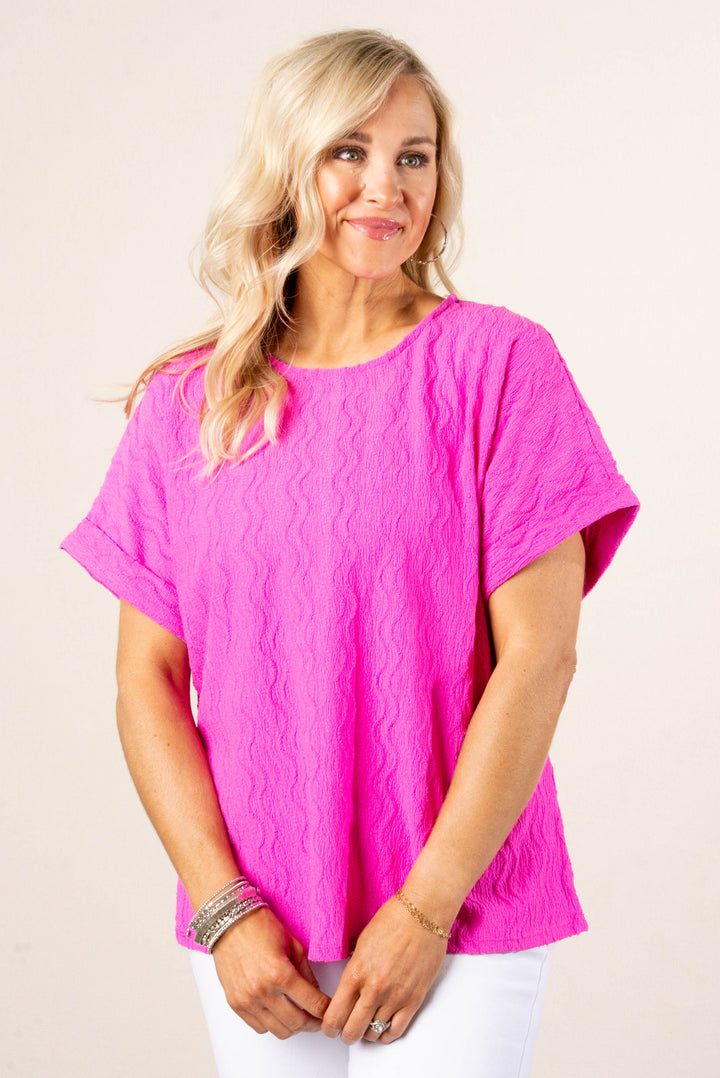 Raised Wavy Knit Dolman Top *Final Sale*