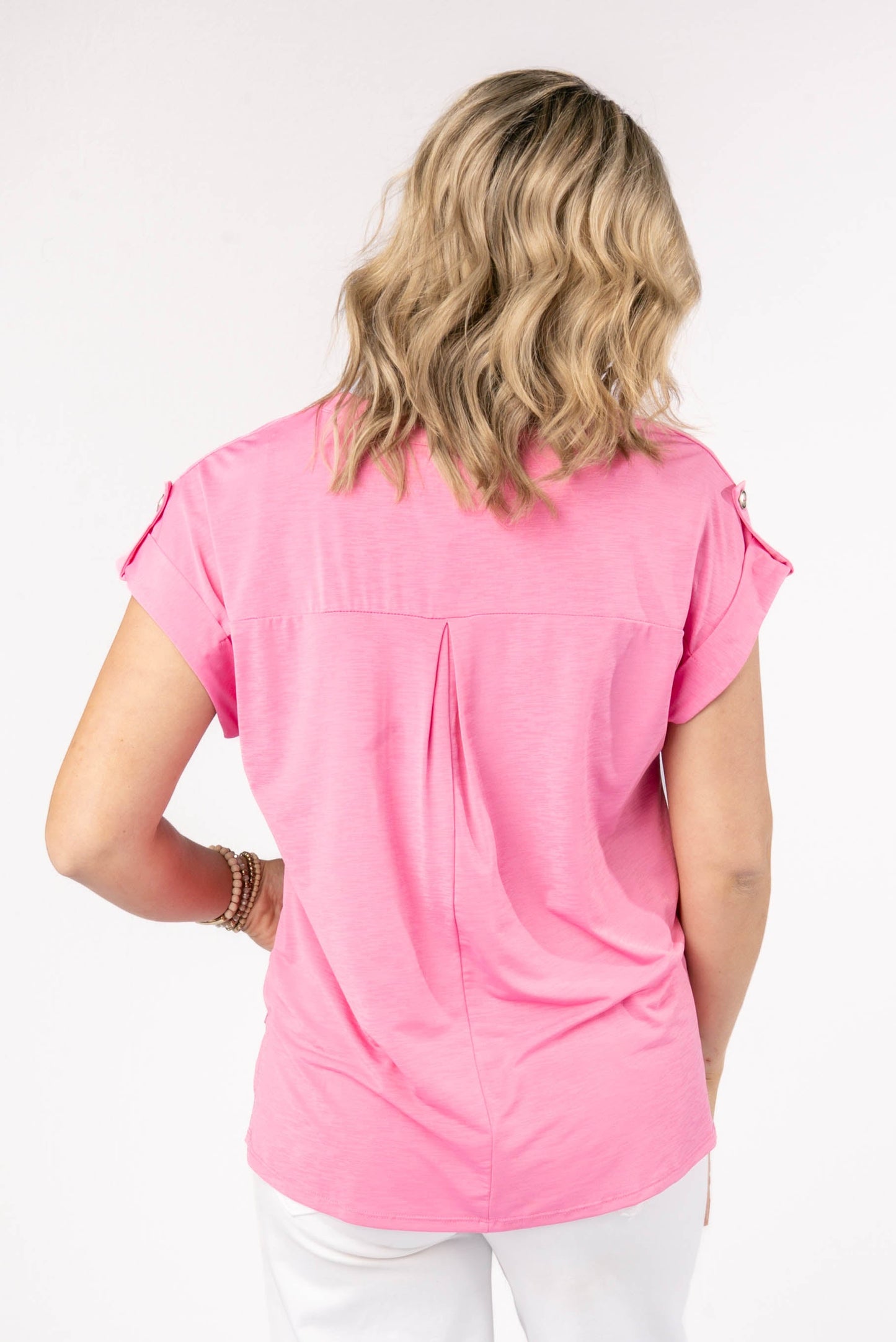 Liz Solid Short Tab Sleeve Top