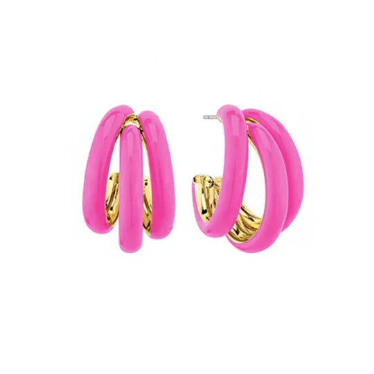 Hollow Epoxy Layered Hoop Earrings